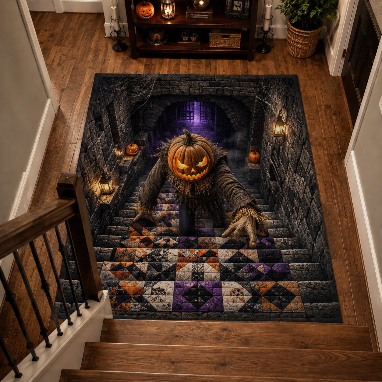 Pumpkin Abyss Halloween Area Rug - Non-Slip Washable 3D Print Rug for Living Room & BedroomTVC2108213
