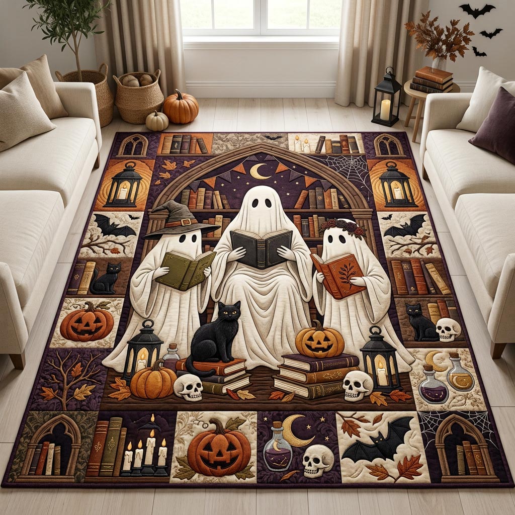 Purple Gothic Ghost Readers Area Rug - Non-Slip Washable 3D Print Rug for Living Room & BedroomTVC210862