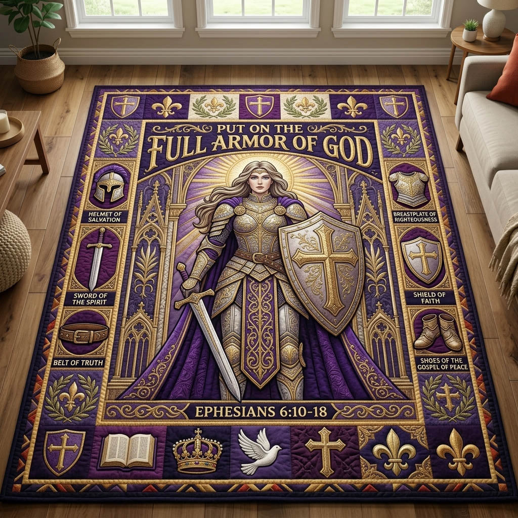 Purple Shield Warrior Maiden Area Rug - Non-Slip Washable 3D Print Rug for Living Room & BedroomTVC210860