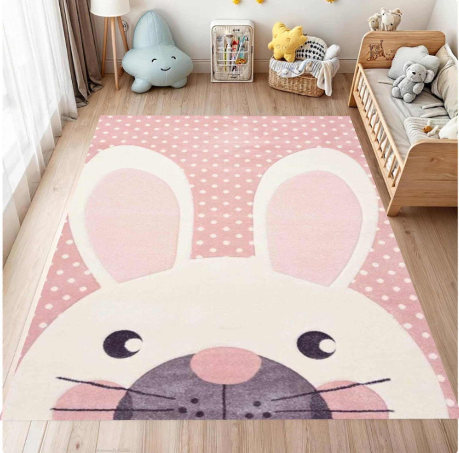 Rabbit Pink Stippen Washable RugTVC1708361