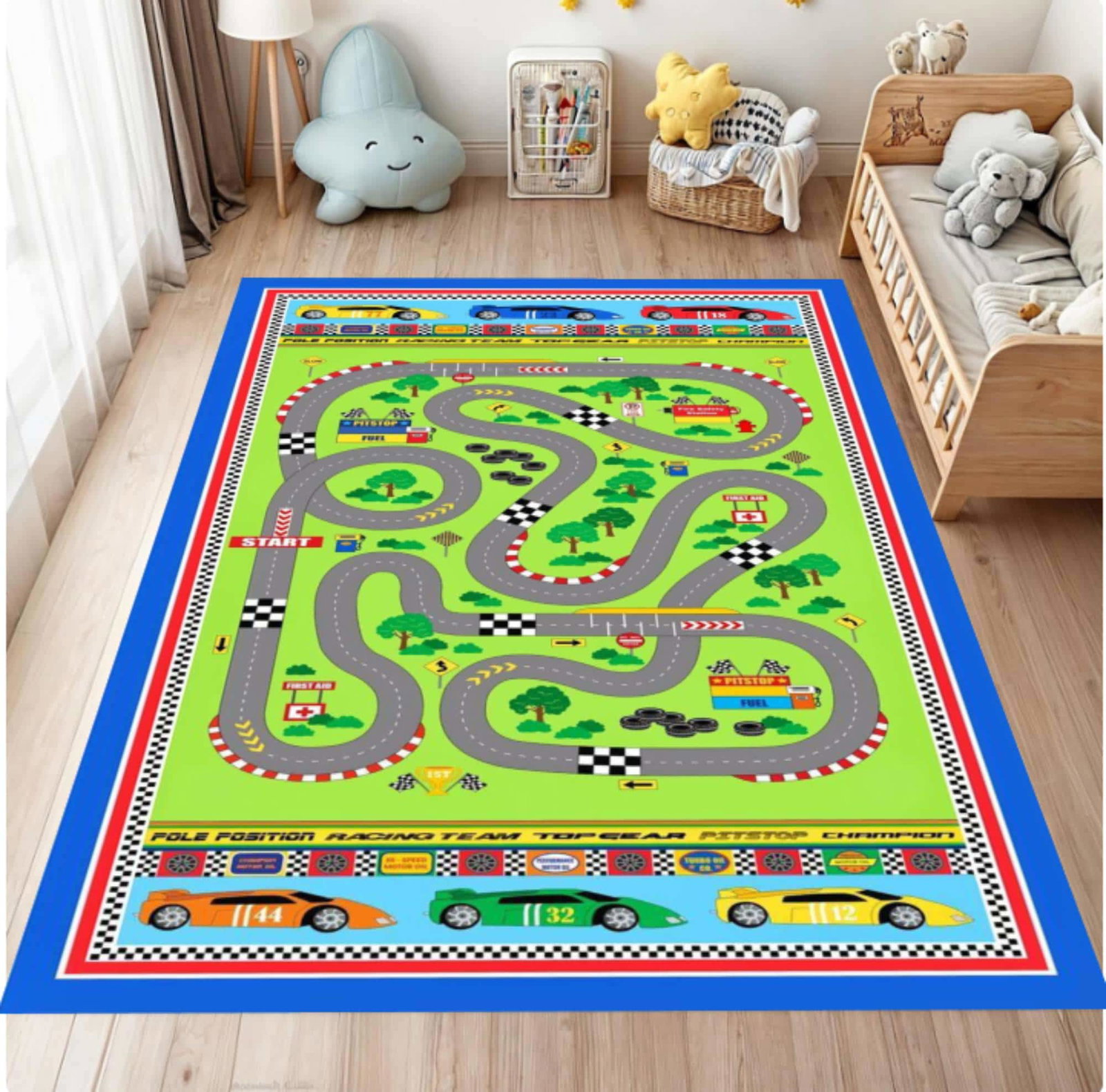 Race Track Kids Rug | Washable Play Mat for BabiesTVC1708357