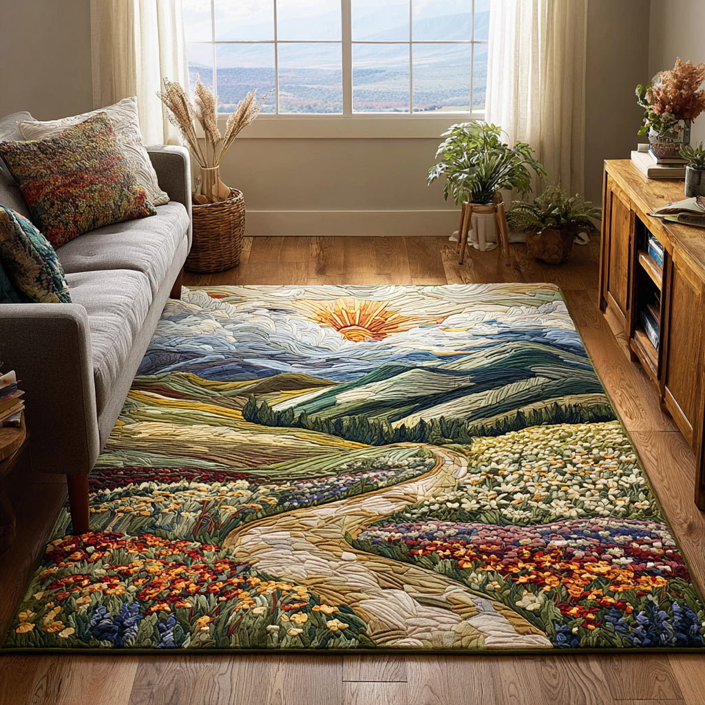 Radiant Dawn Area Rug - Non-Slip Washable 3D Print Rug for Living Room & BedroomTVC2108126