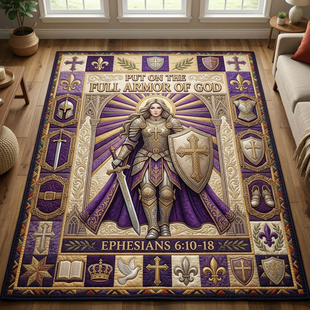 Radiant Violet Armored Maiden Area Rug - Non-Slip Washable 3D Print Rug for Living Room & BedroomTVC210860