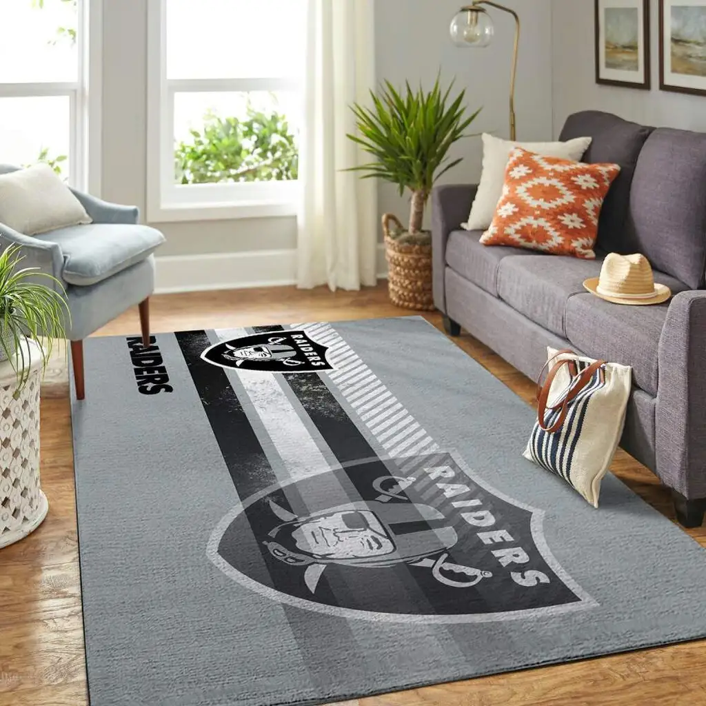 Raiders Area Rug for Stylish Living Room Bedroom Black and Gray