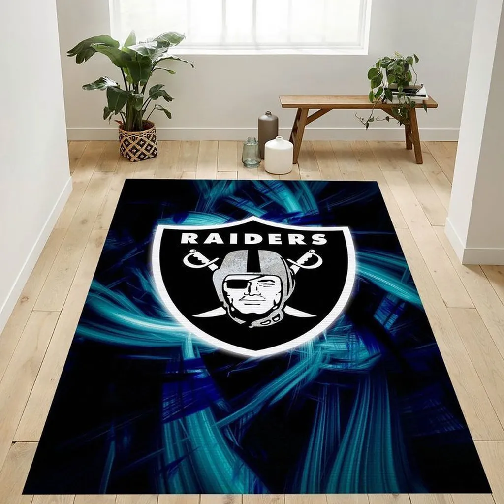 Raiders Area Rug for Stylish Modern Home Decor Black and Blue