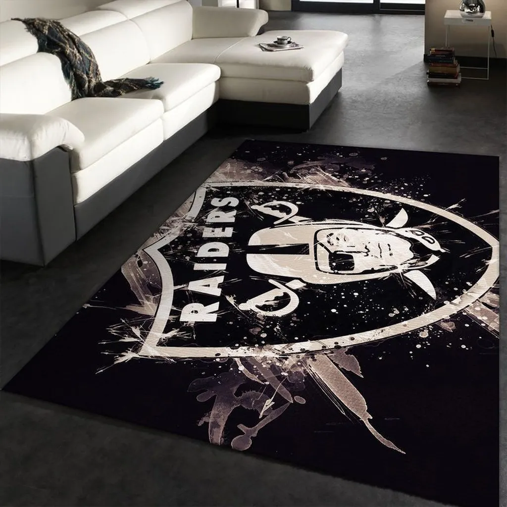 Raiders Rug for Living Room Floor Decoration Black and White