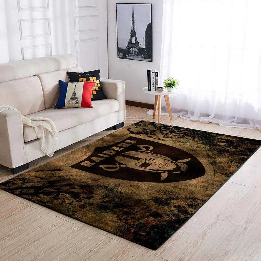 Raiders Vintage Area Rug for Living Room Decor Black and Brown