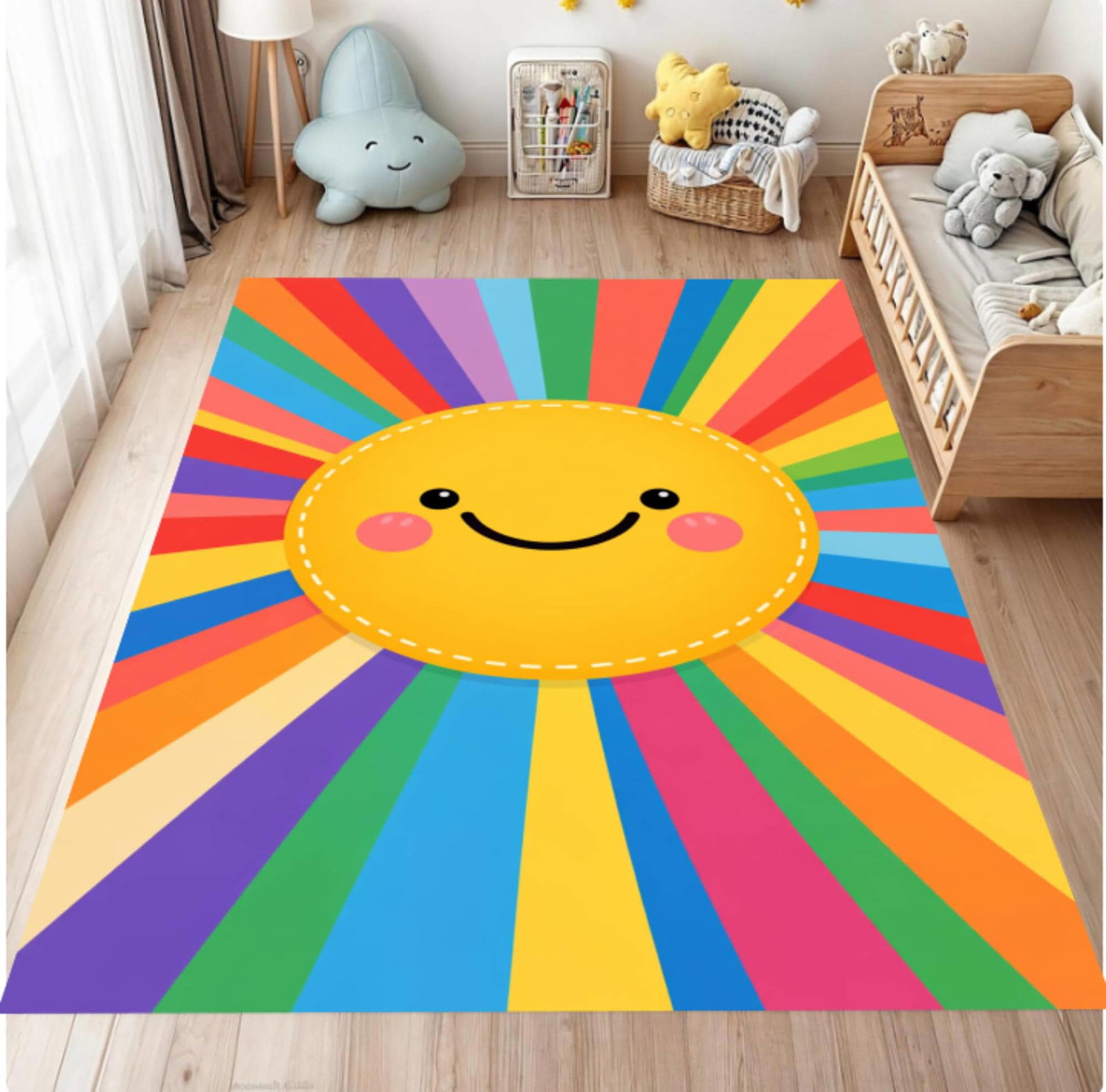 Rainbow Sun Kids Rug Washable Rug for Kids RoomTVC1708372