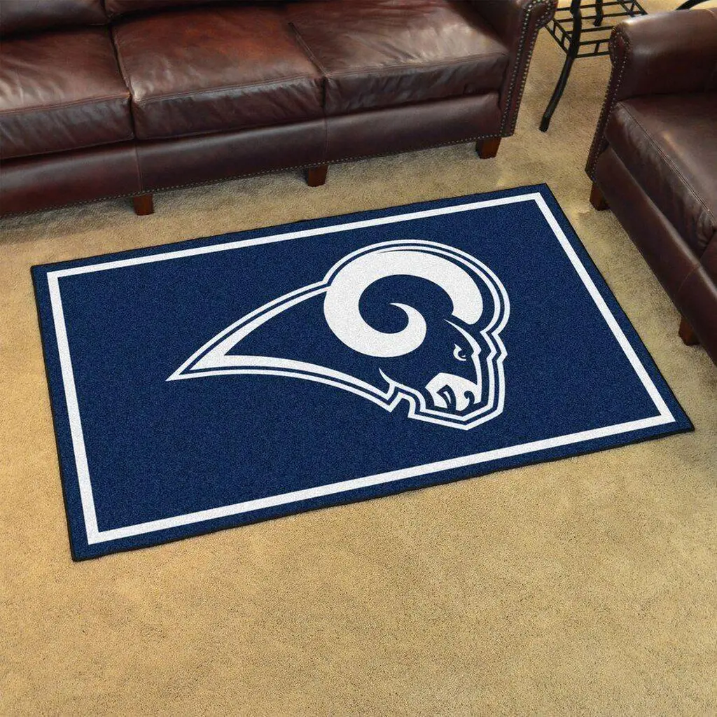 Rams Logo Rug Ideal for Living Room Decoration Blue and White