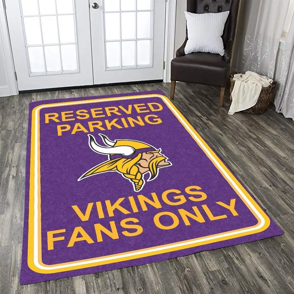 Reserved Parking Vikings Fans Area Rug Decor Purple and Yellow