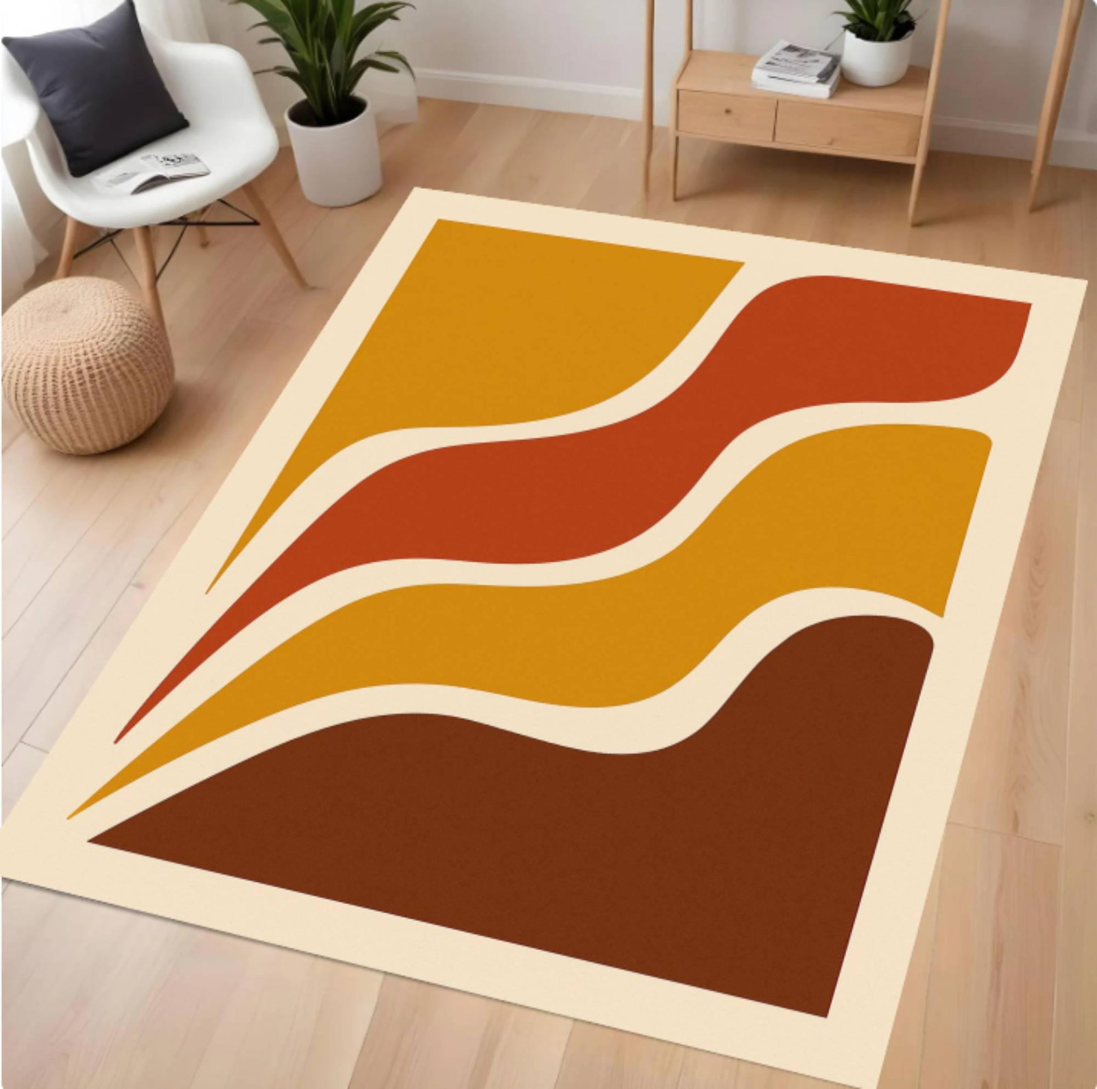 Retro Abstract Geometric Rug Modern Boho Rug From Midden ofTVC1708375
