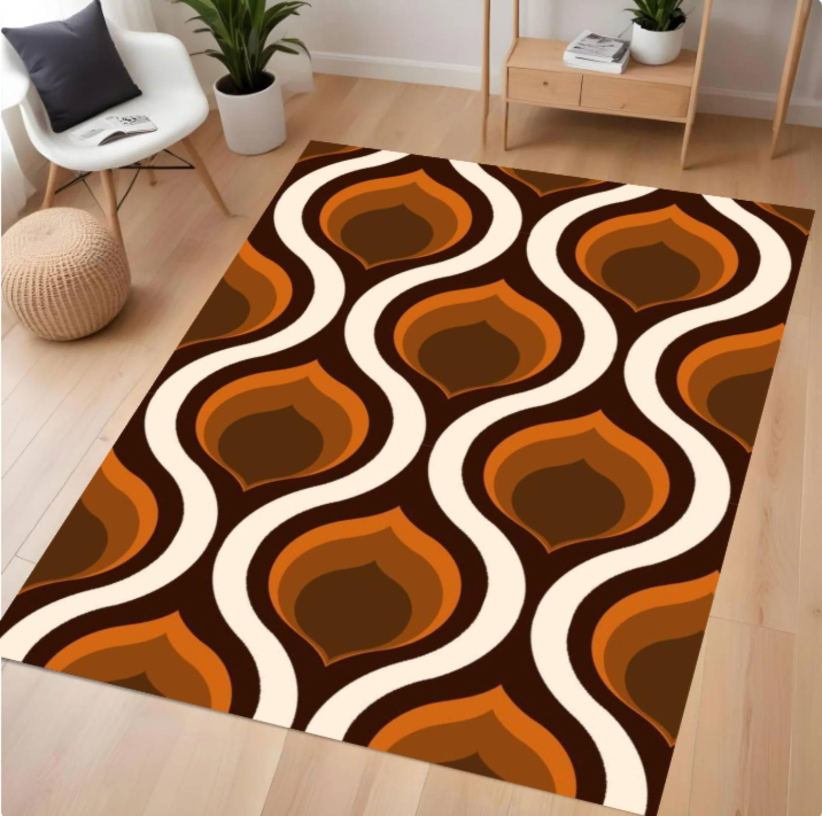 Retro Geometric Rug Modern Style From Midden of Eeuw WashableTVC1708369