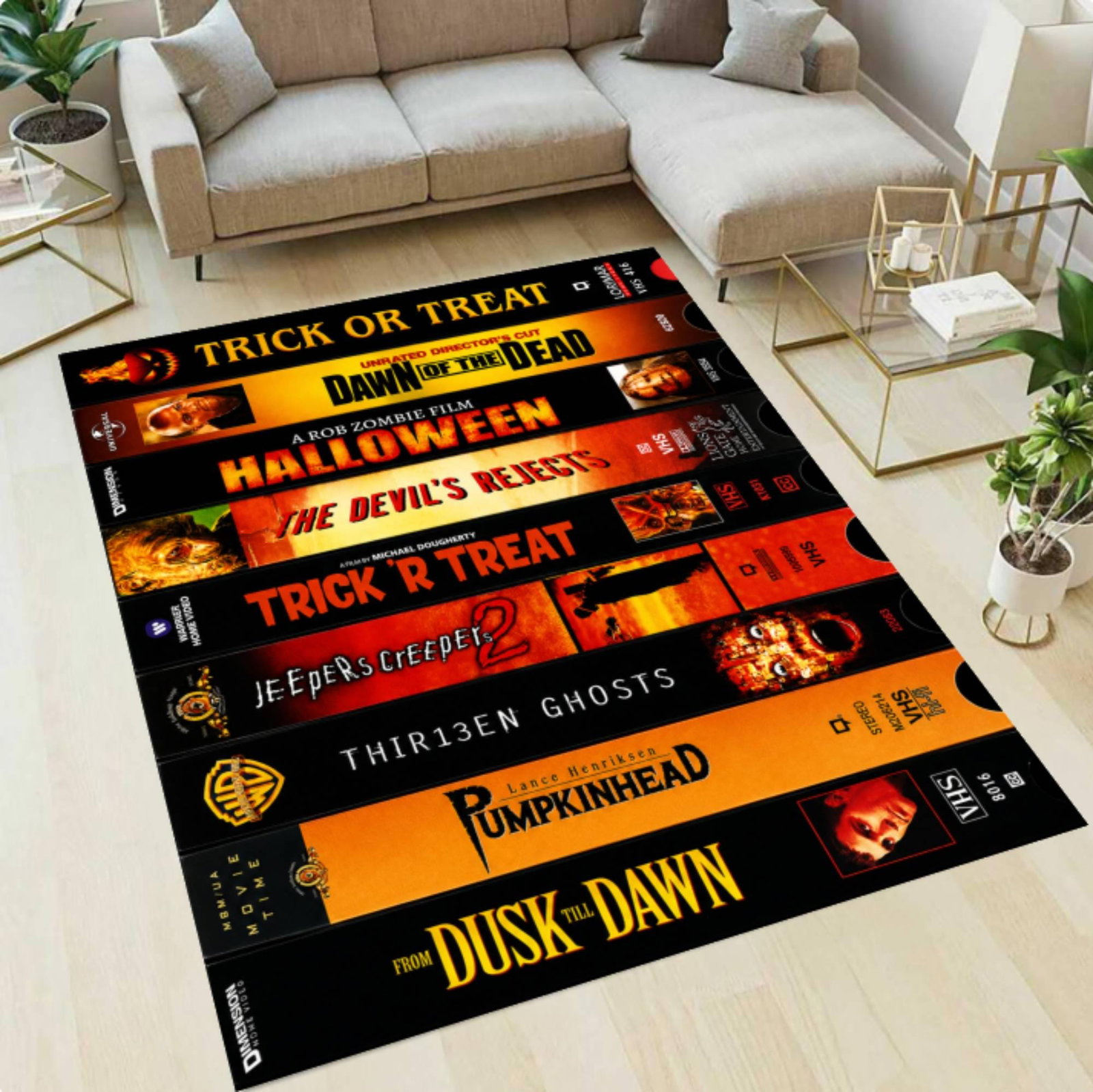 Retro Horror Vhs Rug Washable Non-slip Halloween Rug Vintage SpookachtigeTVC1708370