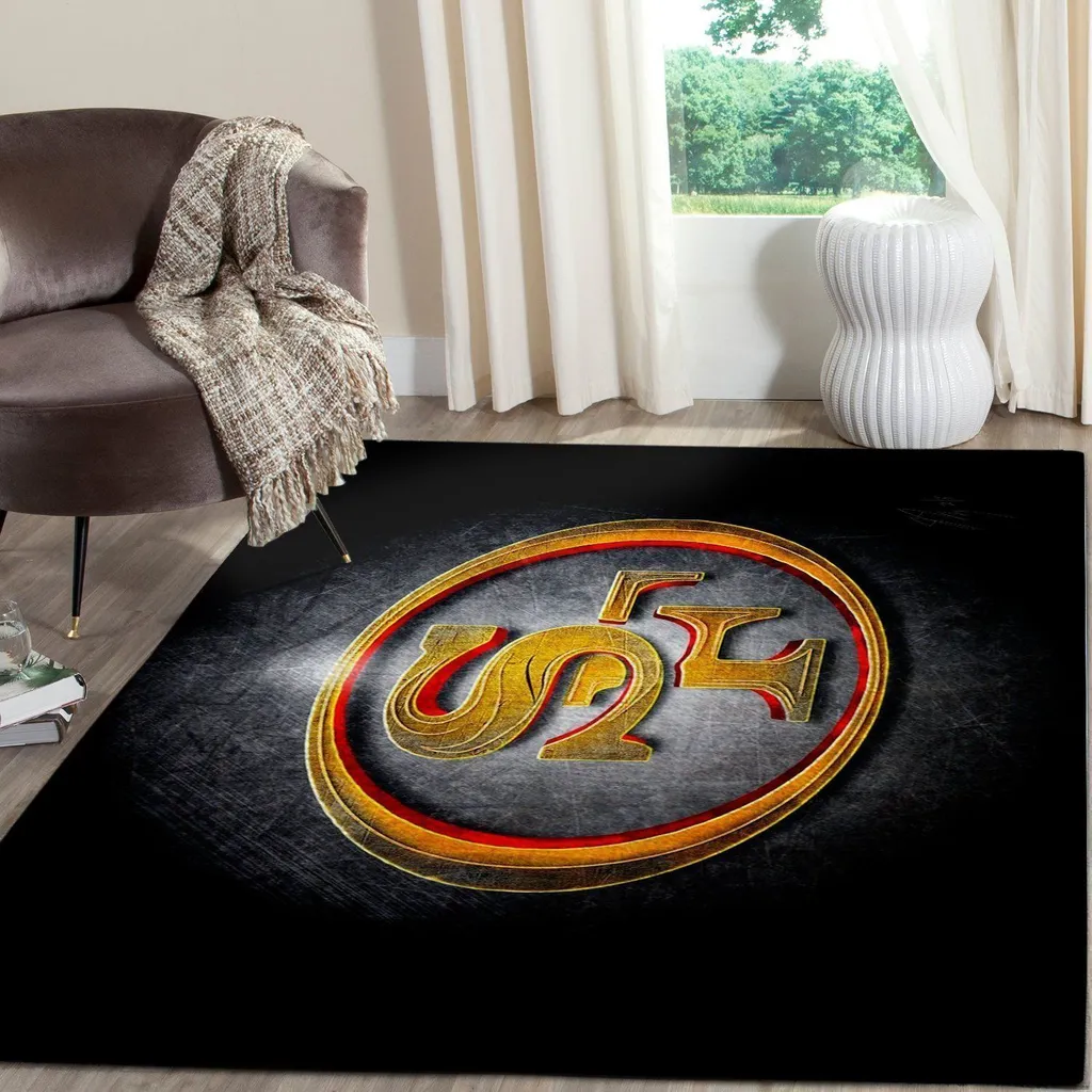Round Area Rug for Modern Living Room Decor Black and Gold