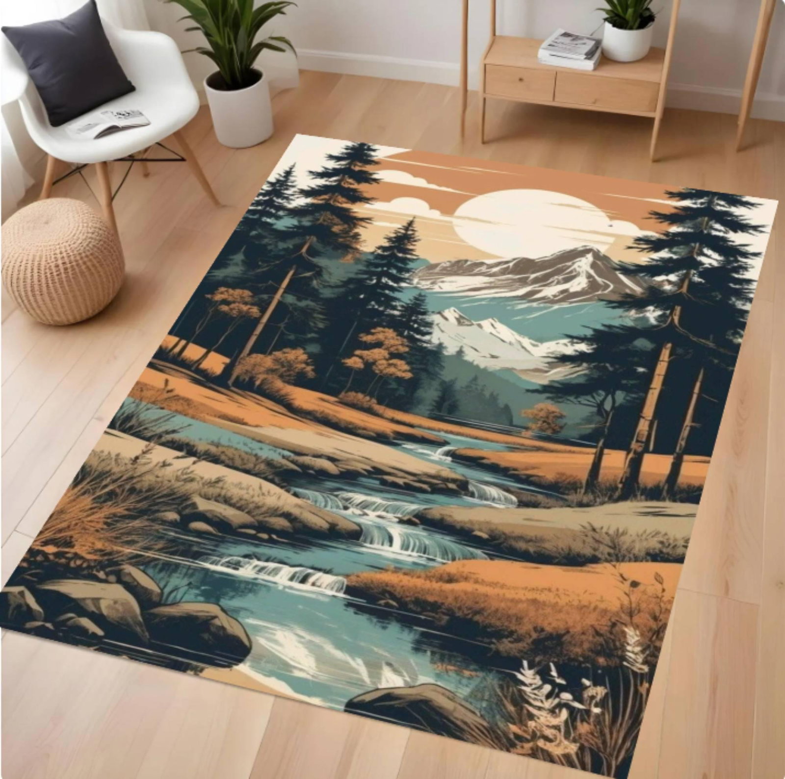 Rug Bergrivierlandschap Decor Hut Washable Non-slipTVC1708371