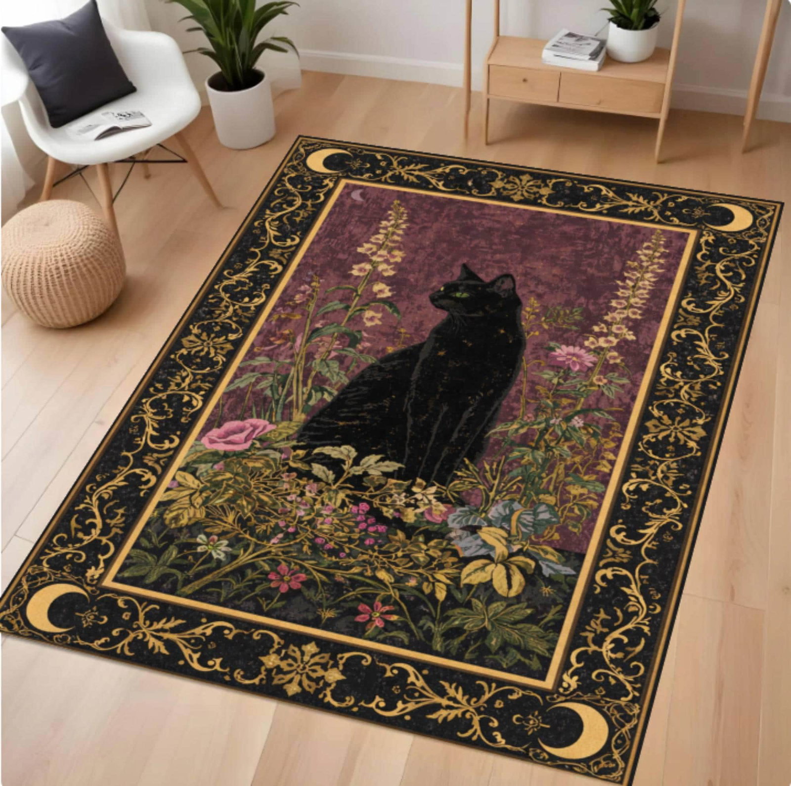 Rug Black Cat Gothic Washable Non-slipTVC1708356