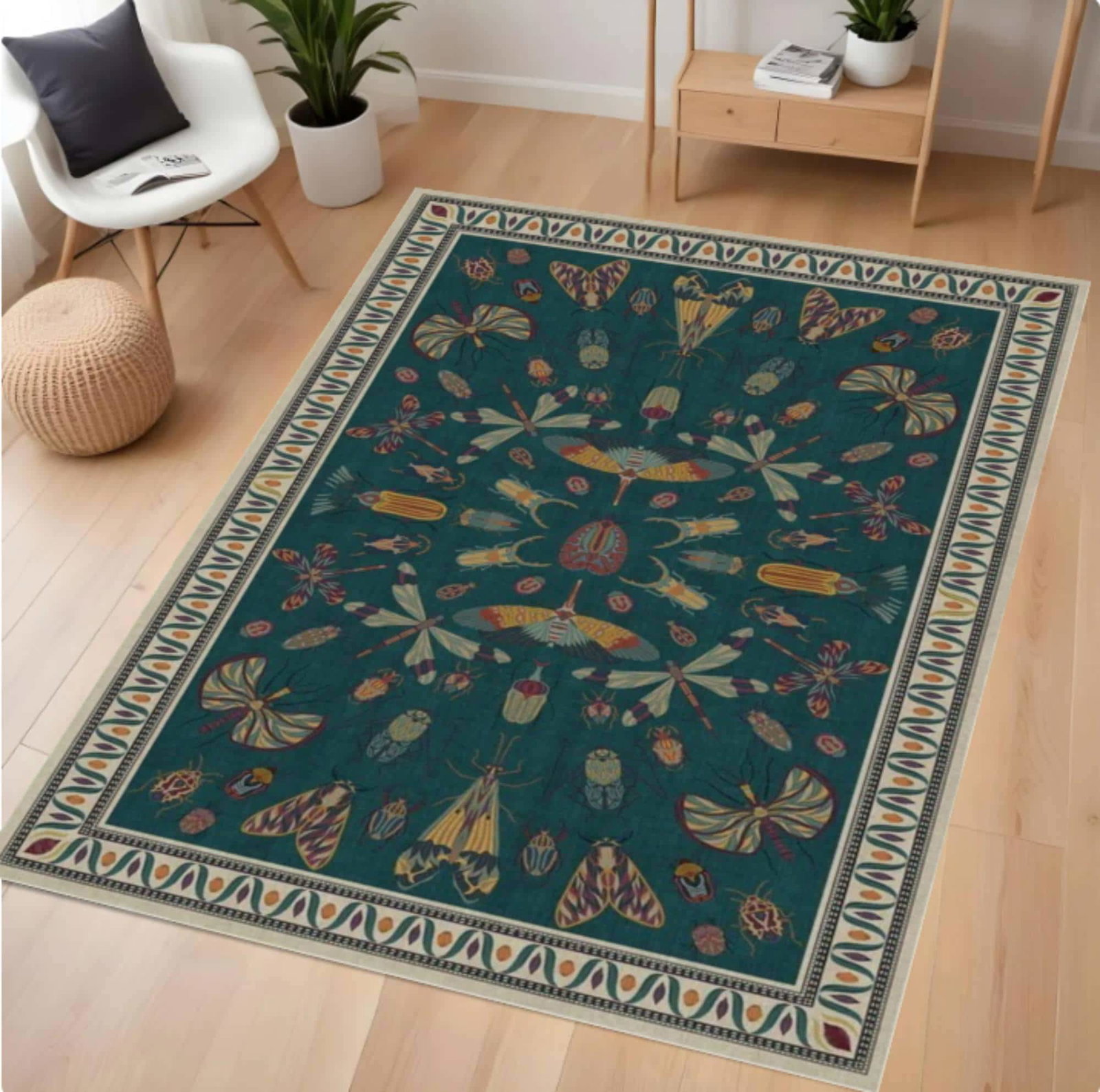 Rug Botanical Insecten Dark Academia-stijl Washable Non-slipTVC1708372