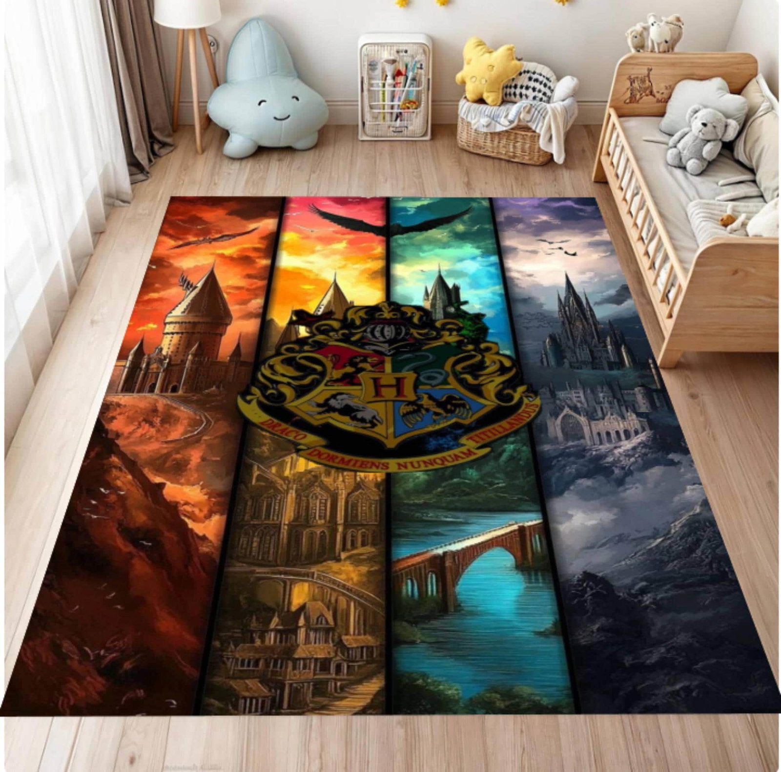 Rug Fantasy Castle on Tovenaars Inspired Floor Decor Washable RugTVC1708374
