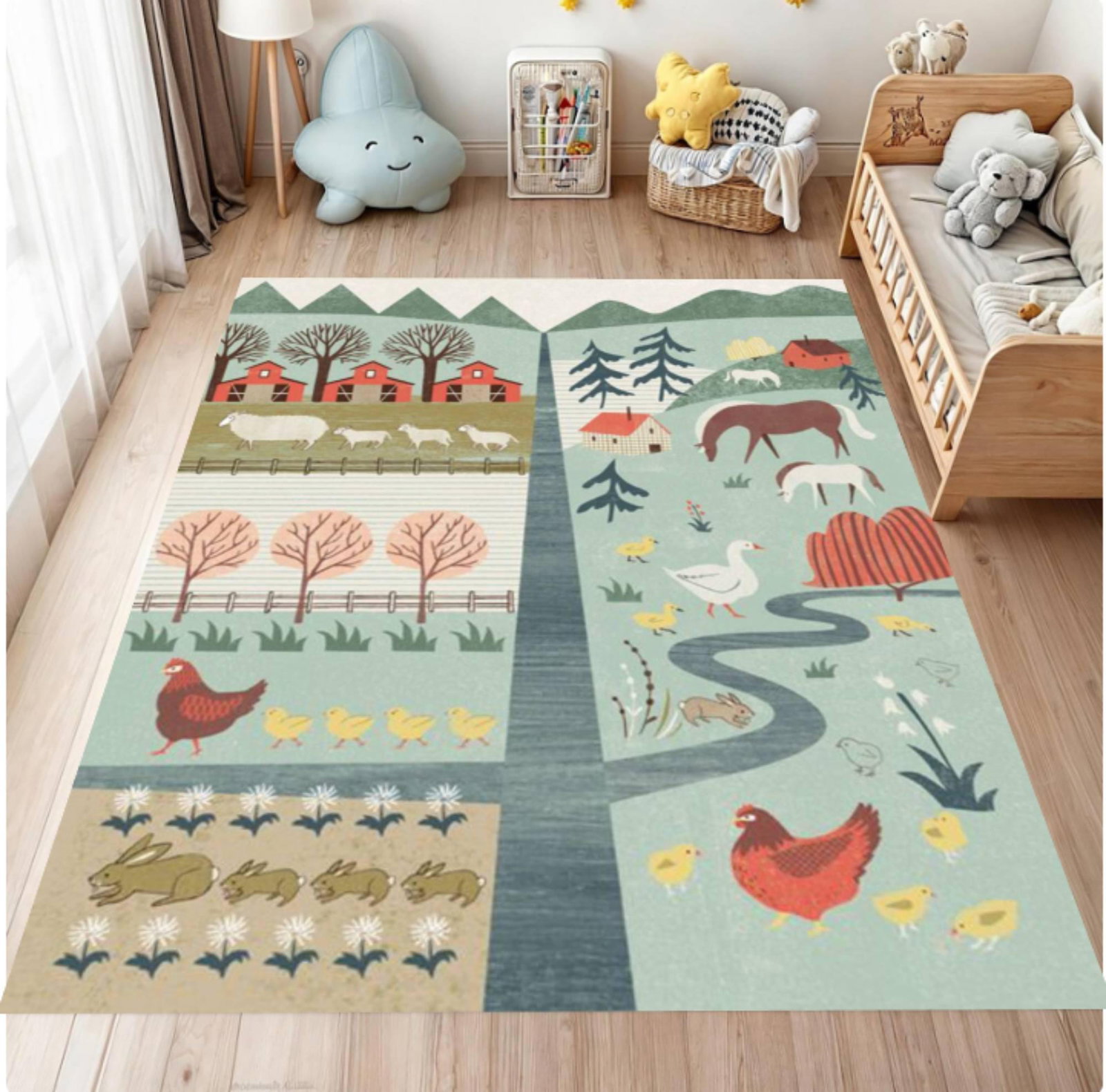 Rug Farm for Kids Washable Rug Playroom Decor Kids RoomTVC1708371