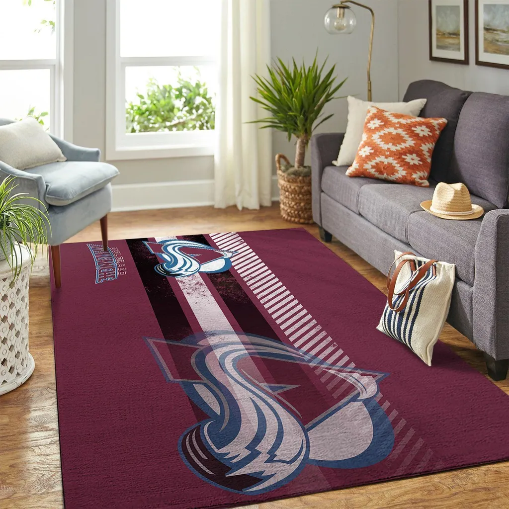 Rug Modern Sports Design Decorative Area Carpet Blue and Burgundy