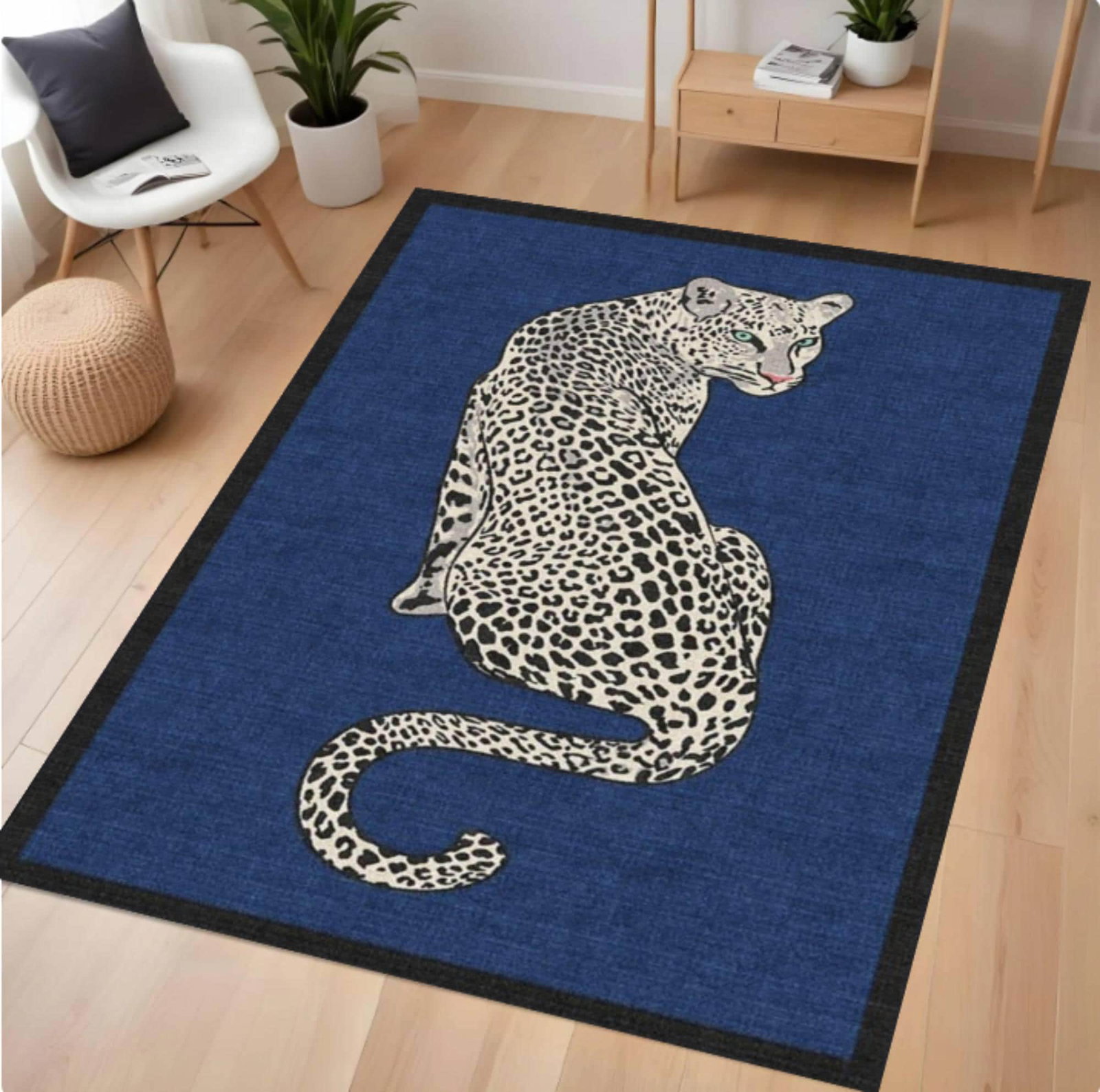 Rug with Leopard Print Washable Non-slip Safari Rug Modern BedroomTVC1708374