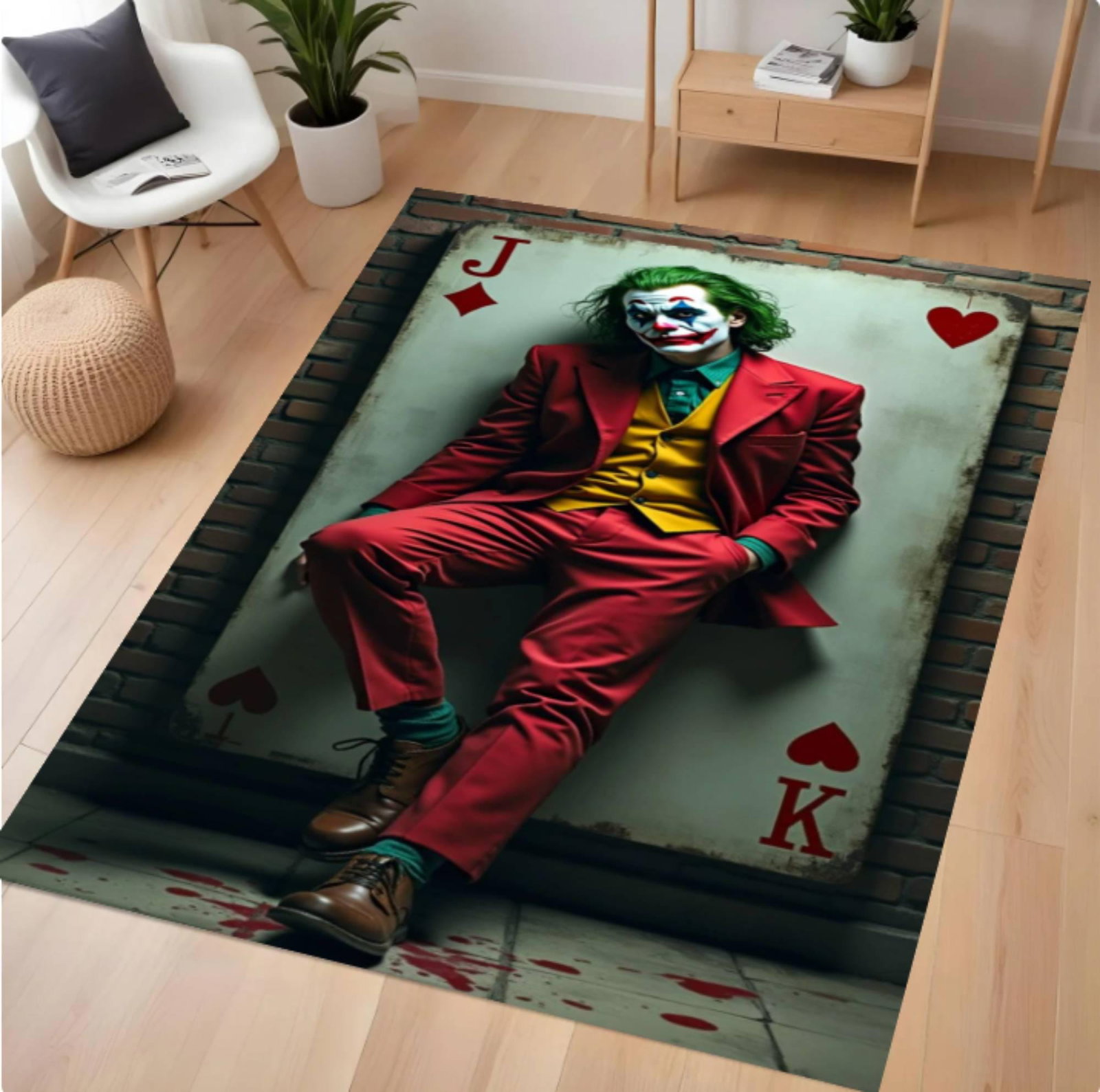 Rug with Playing Card Motif of a Dark Clown GeschiktTVC1708375