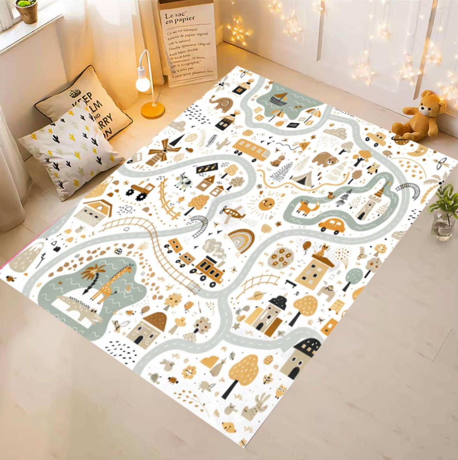Rug with Road Map for Kids Rug for Kids RoomTVC1708367