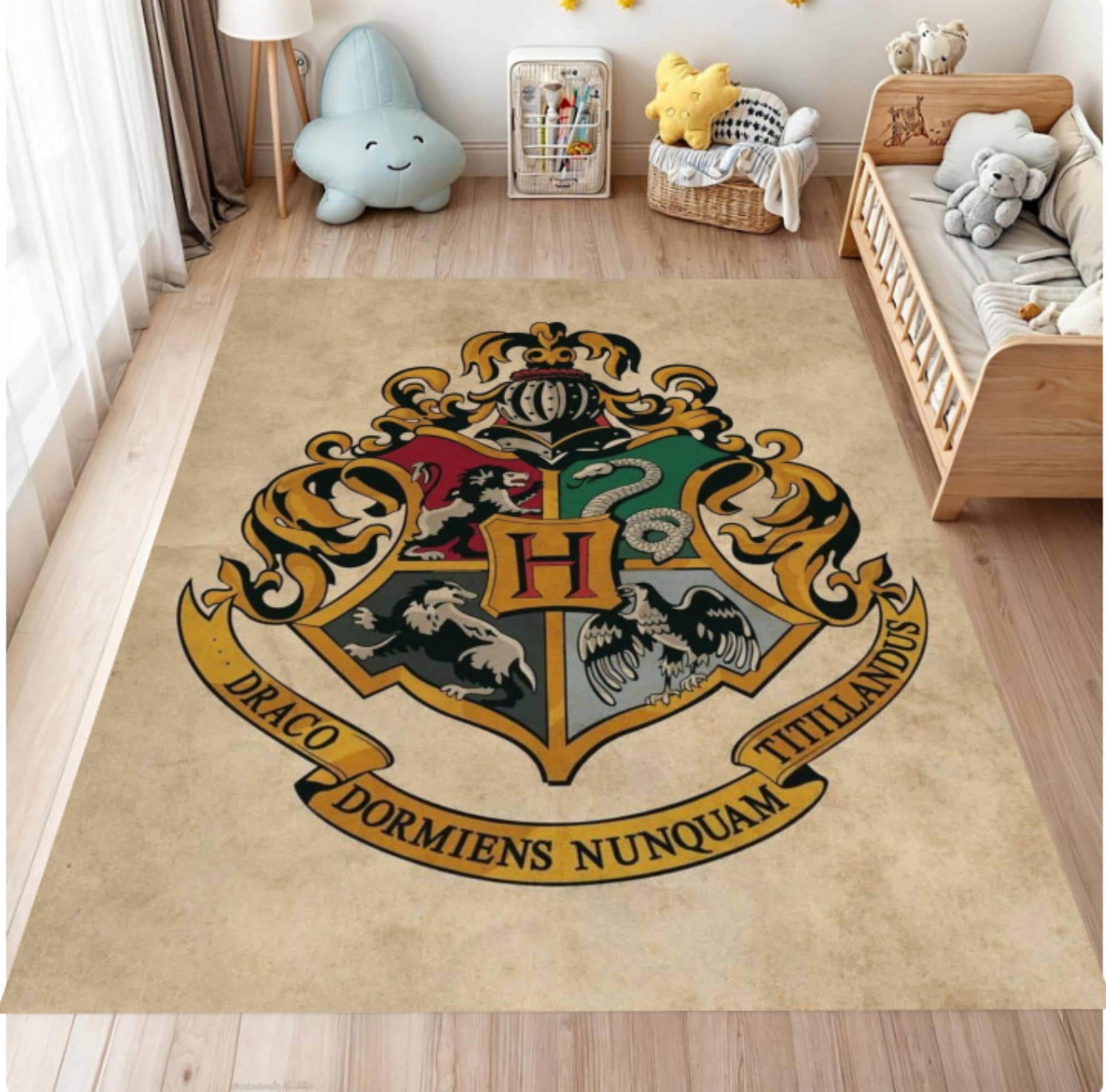 Rug Wizard Crest Rug Fantasy Magical School Washable Rug KidsTVC1708373
