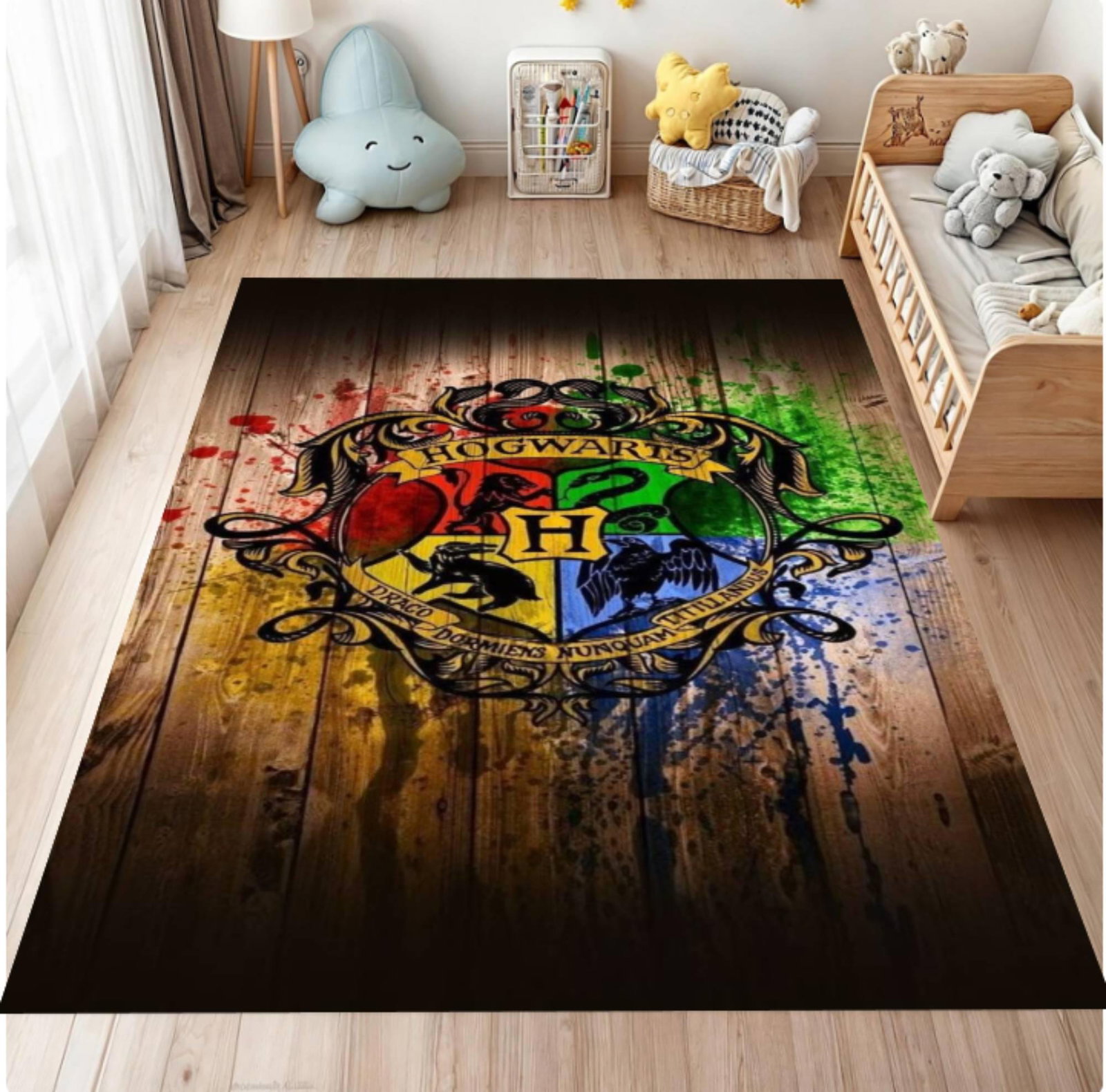Rug Wizard School Emblem Fantasie-embleem Non-slip Gamer Room DecorTVC1708370