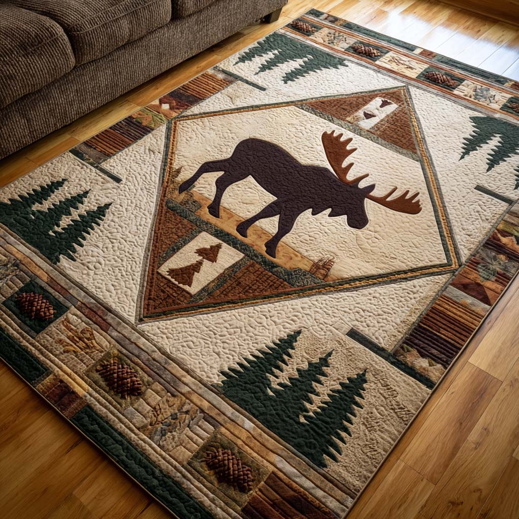 Rustic Moose Area Rug - Non-Slip Washable 3D Print Rug for Living Room & BedroomTVC2108126