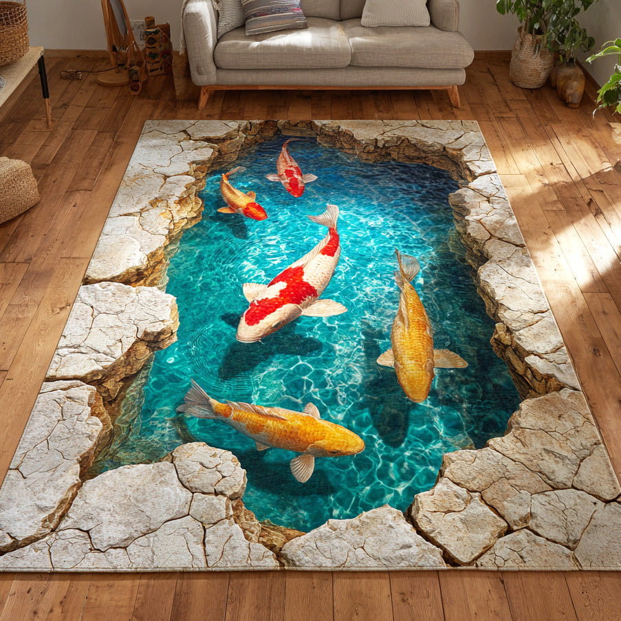 Sacred Koi Spring Area Rug - Non-Slip Washable 3D Print Rug for Living Room & BedroomTVC2108213