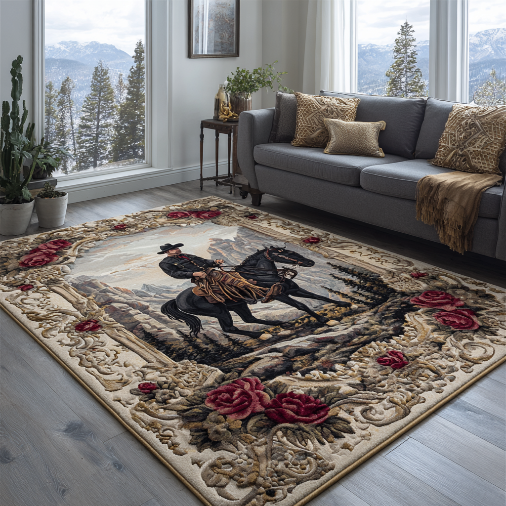 Saddle Trail Area Rug - Non-Slip Washable 3D Print Rug for Living Room & BedroomTVC2108125