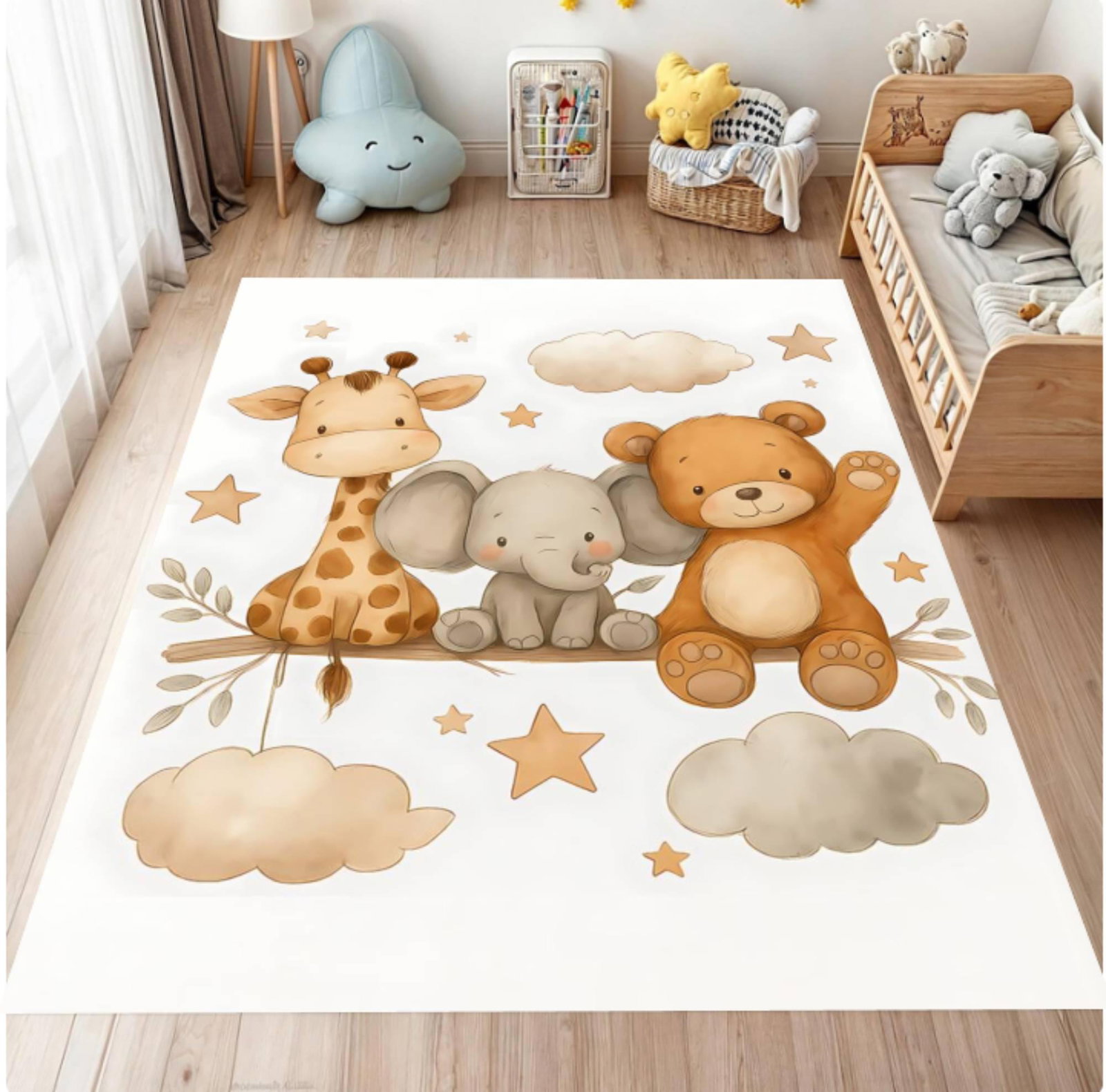 Safari-kinderkamertapijt Girafolifant Washable Rug for KidsTVC1708369