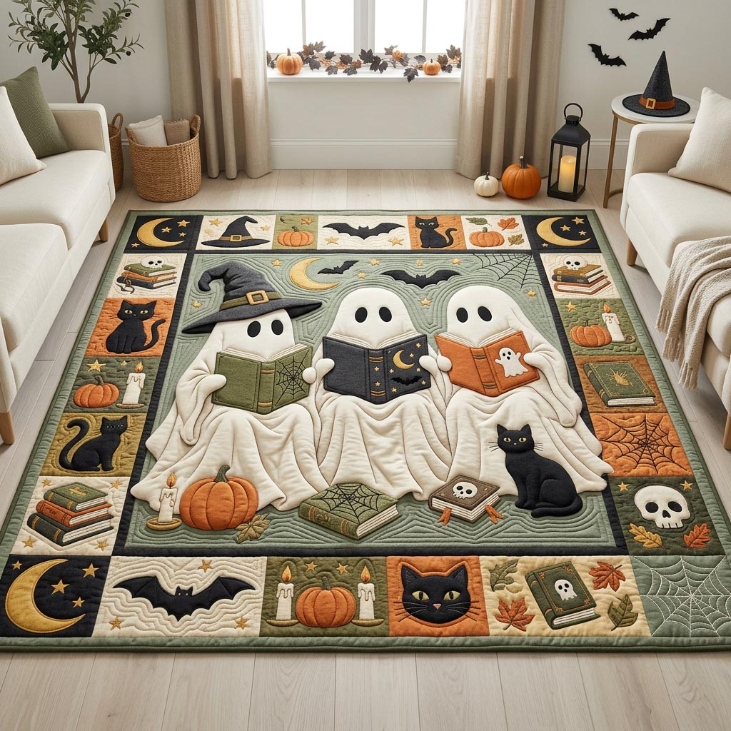 Sage Ghost Witch Hats Area Rug - Non-Slip Washable 3D Print Rug for Living Room & BedroomTVC210862