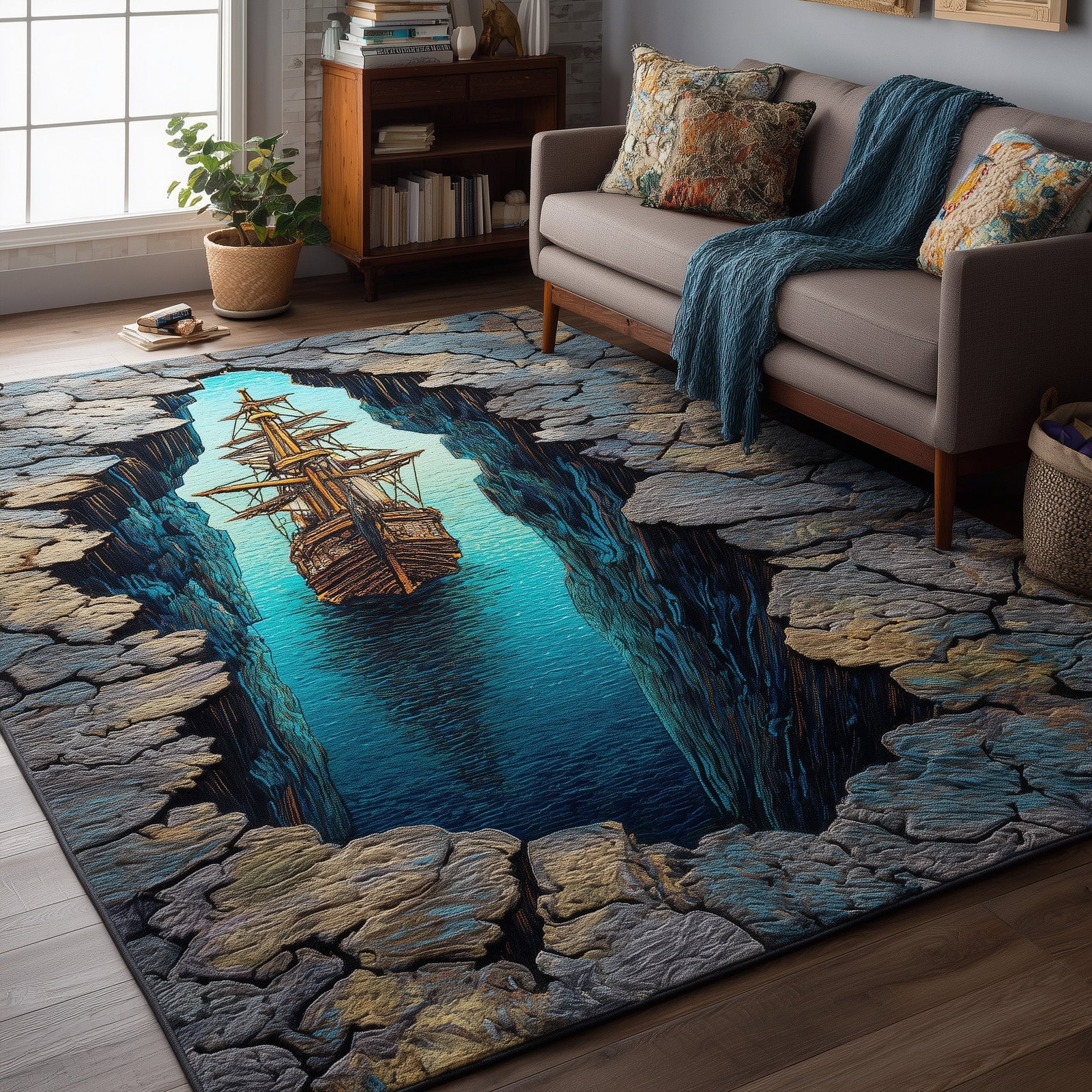 Sailing Vessel Area Rug - Non-Slip Washable 3D Print Rug for Living Room & BedroomTVC2108145