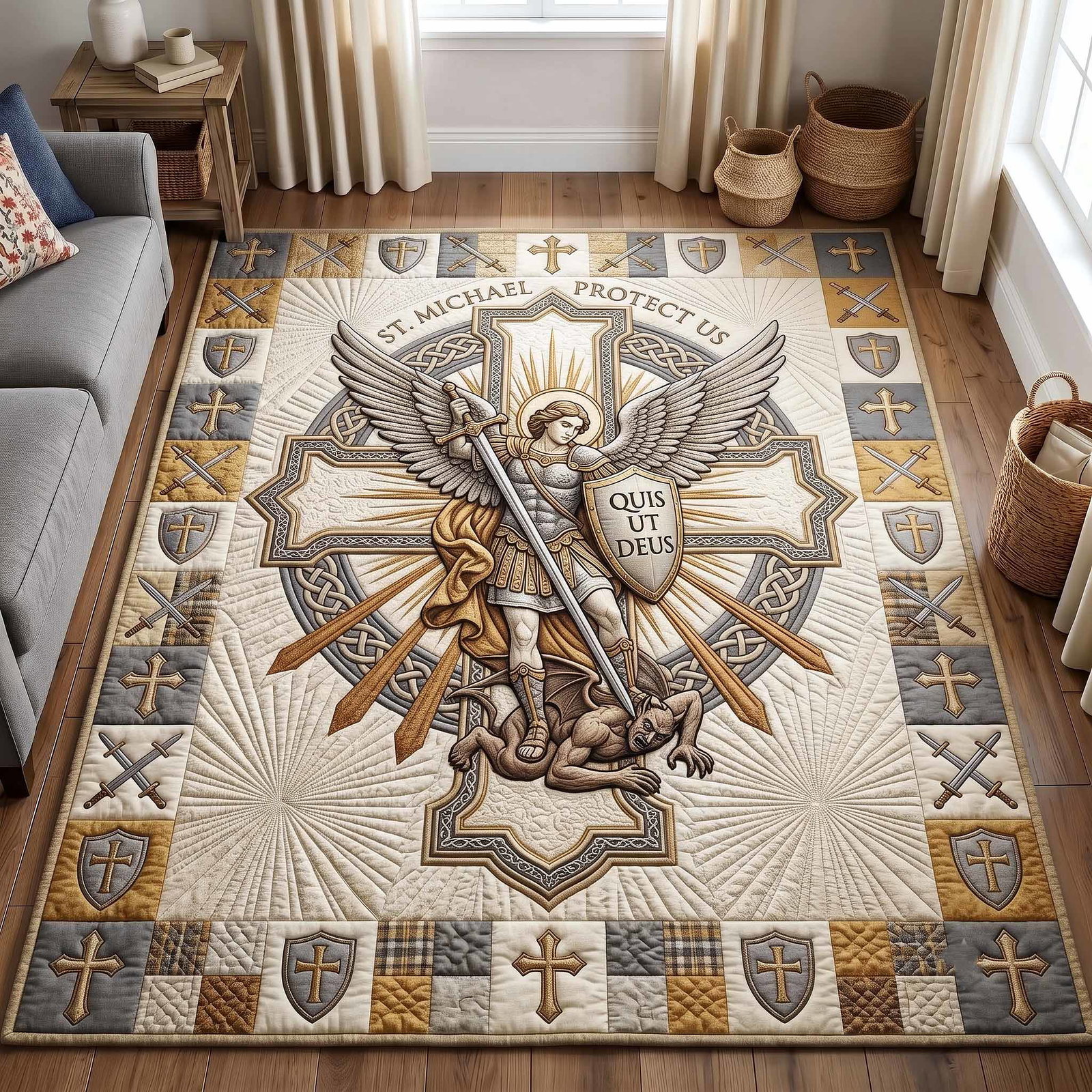 Saint Michael Area Rug - Non-Slip Washable 3D Print Rug for Living Room & BedroomTVC2108145
