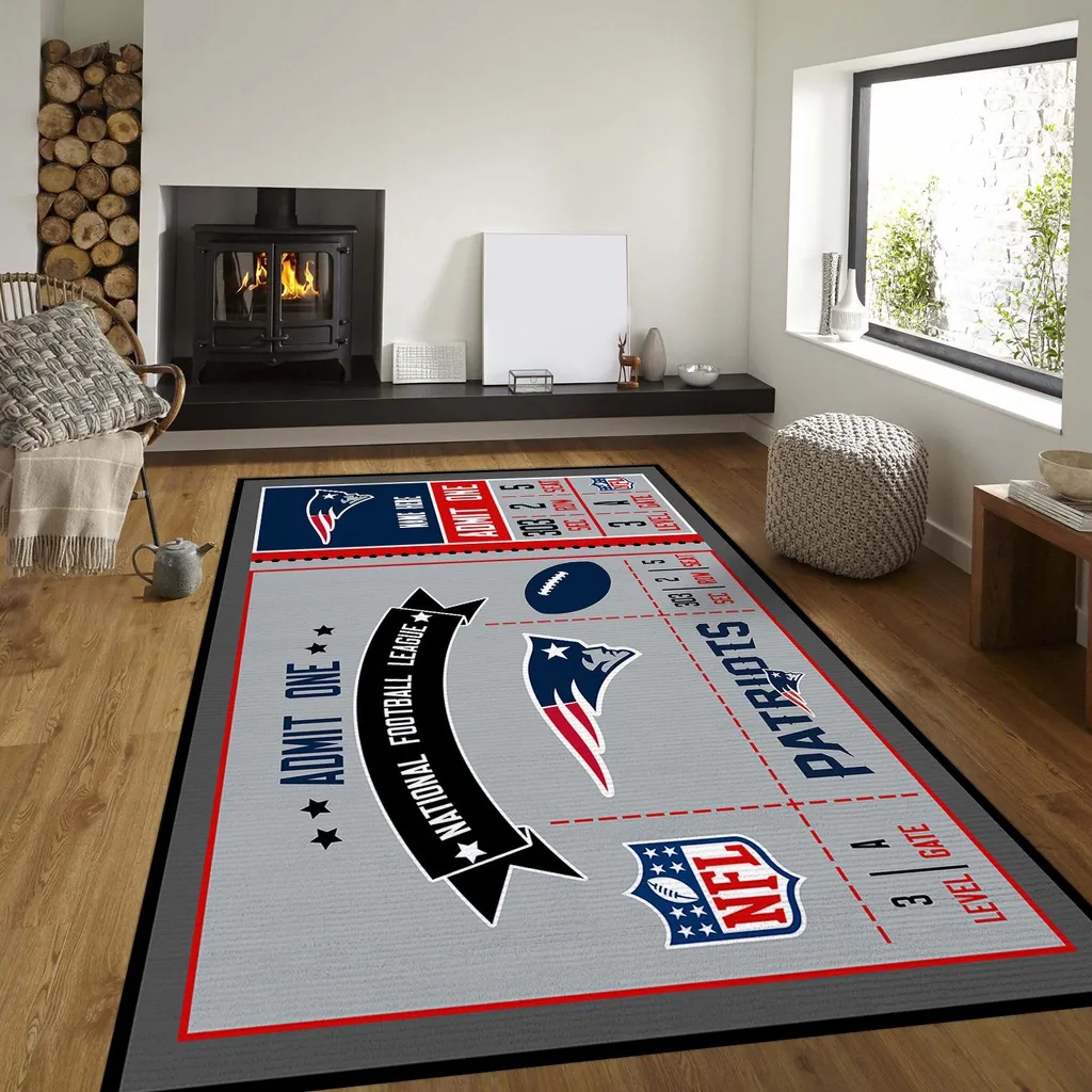 Saints Vintage Football Rug Soft Durable Home Decor Blue and Gray