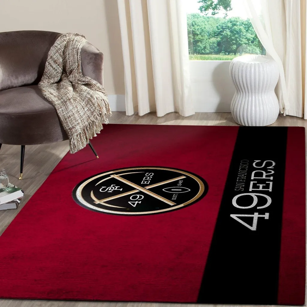 San Francisco 49ers Rug - Area for Living Room Decor Black and Red
