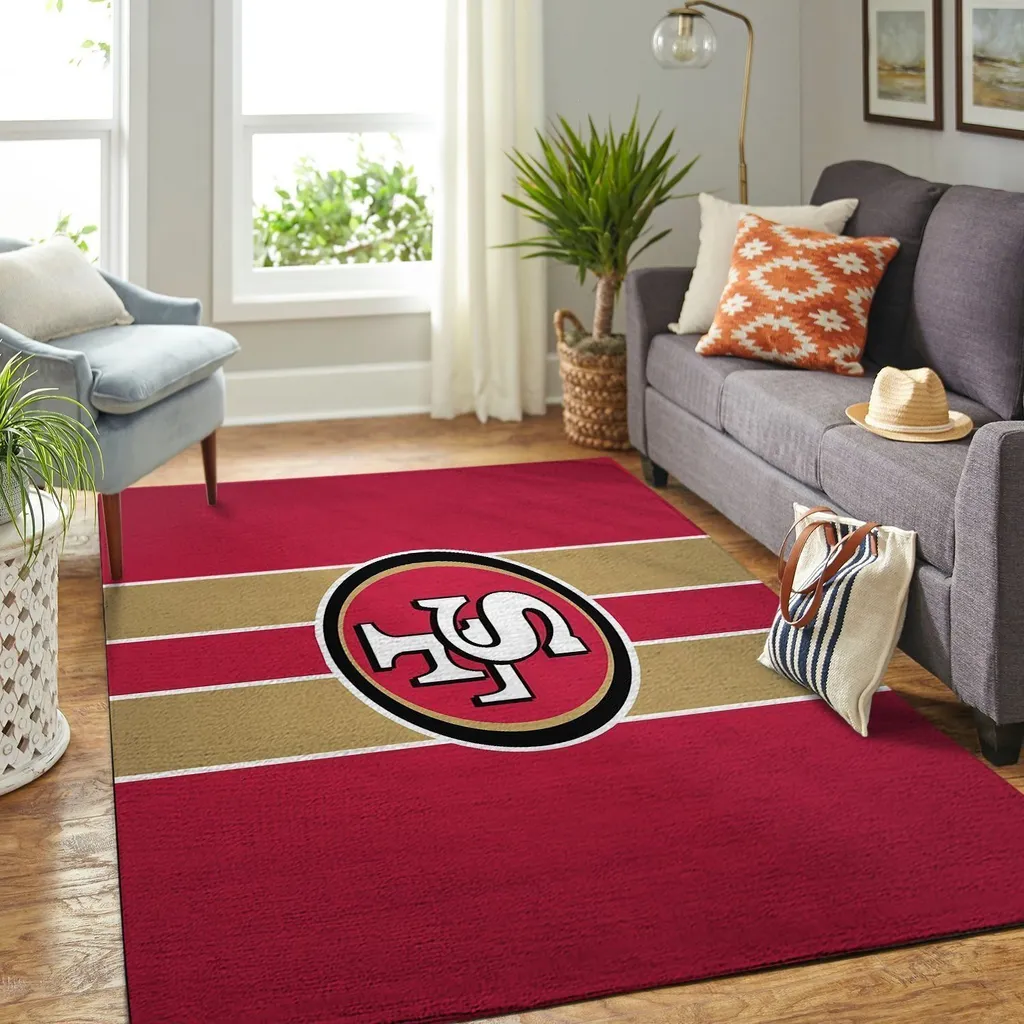 San Francisco 49ers Rug - Fan for Living Room Decor Beige and Red