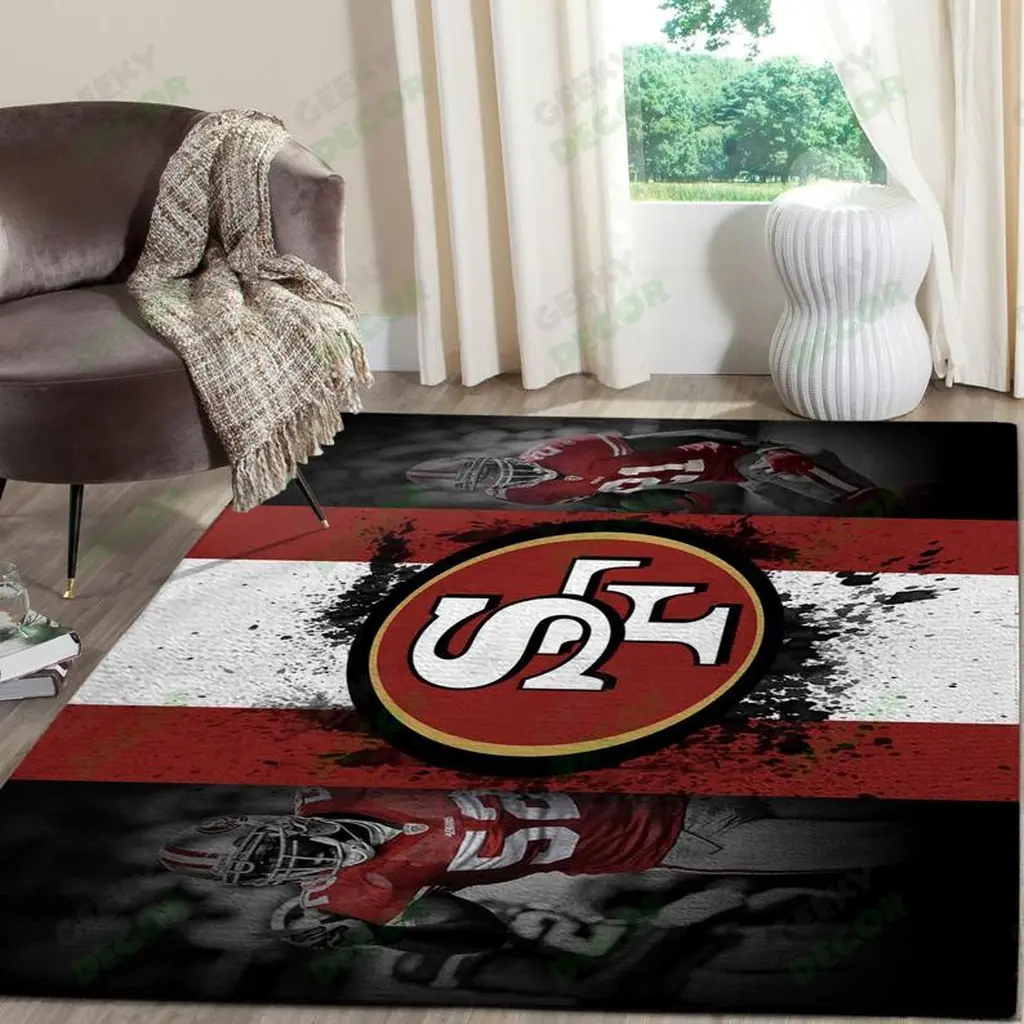 San Francisco 49ers Rug - Football Area for Fans Black and Red