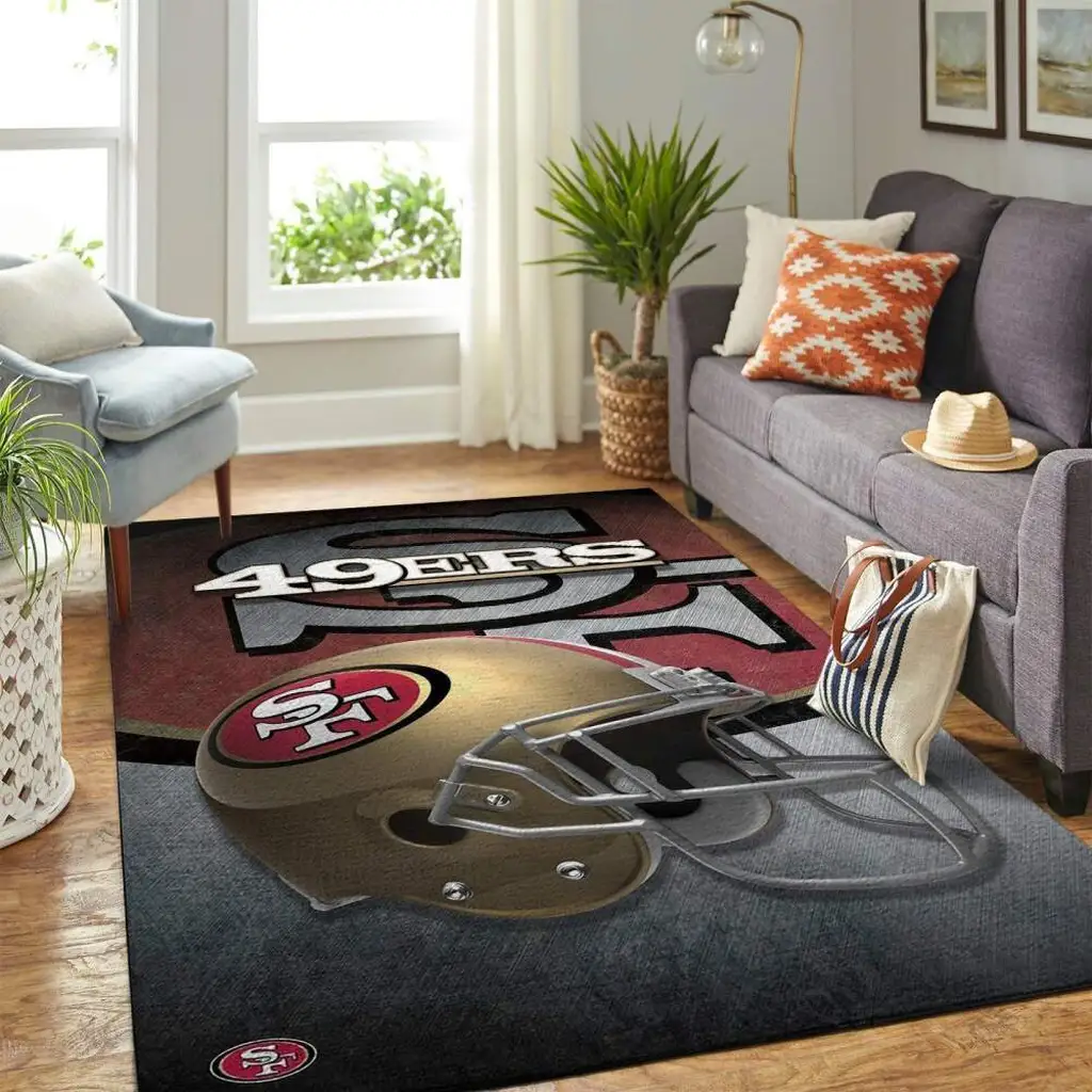 San Francisco 49ers Rug - Football Helmet Area Carpet Black and Brown