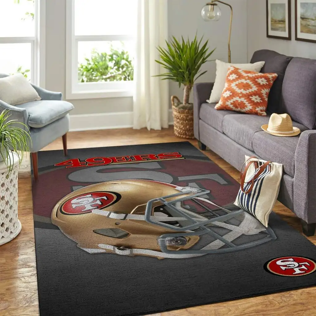 San Francisco 49ers Rug - Football Helmet Area Fans Black and Gold
