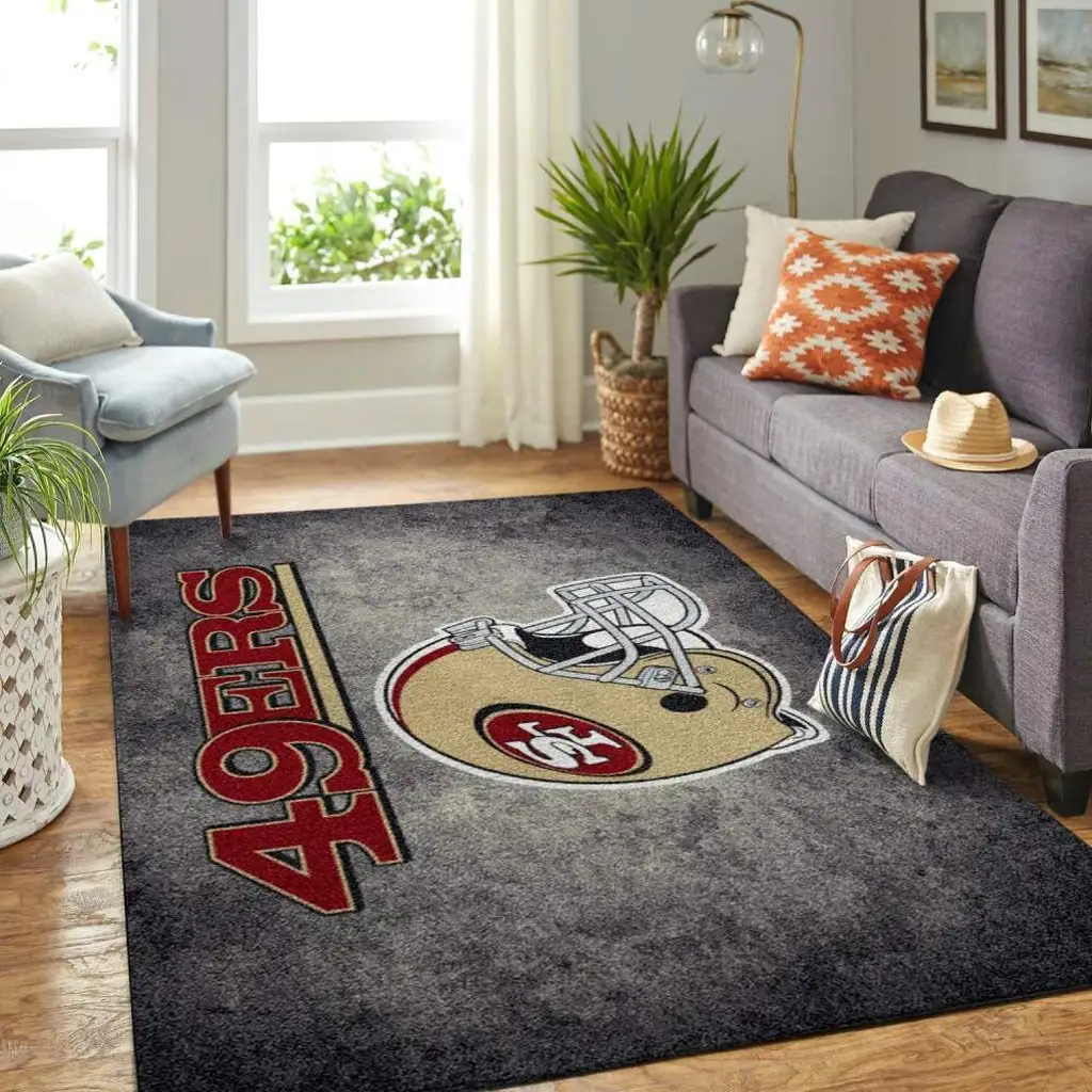San Francisco 49ers Rug - Football Helmet for Fans Red and Gray