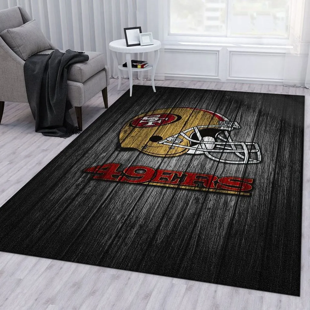 San Francisco 49ers Rug - Football Helmet Perfect for Fans Home Decor Black and Gold