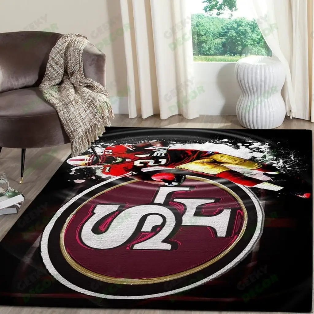 San Francisco 49ers Rug - Football Team Carpet 4x6 Feet Black and Red