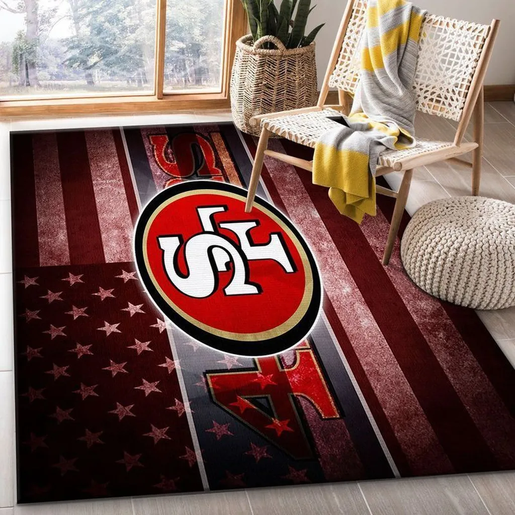 San Francisco 49ers Rug - Football Team Design for Fans Black and Red