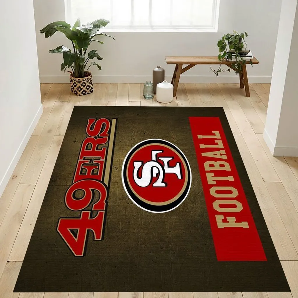 San Francisco 49ers Rug - Football Team Logo Carpet Black and Red