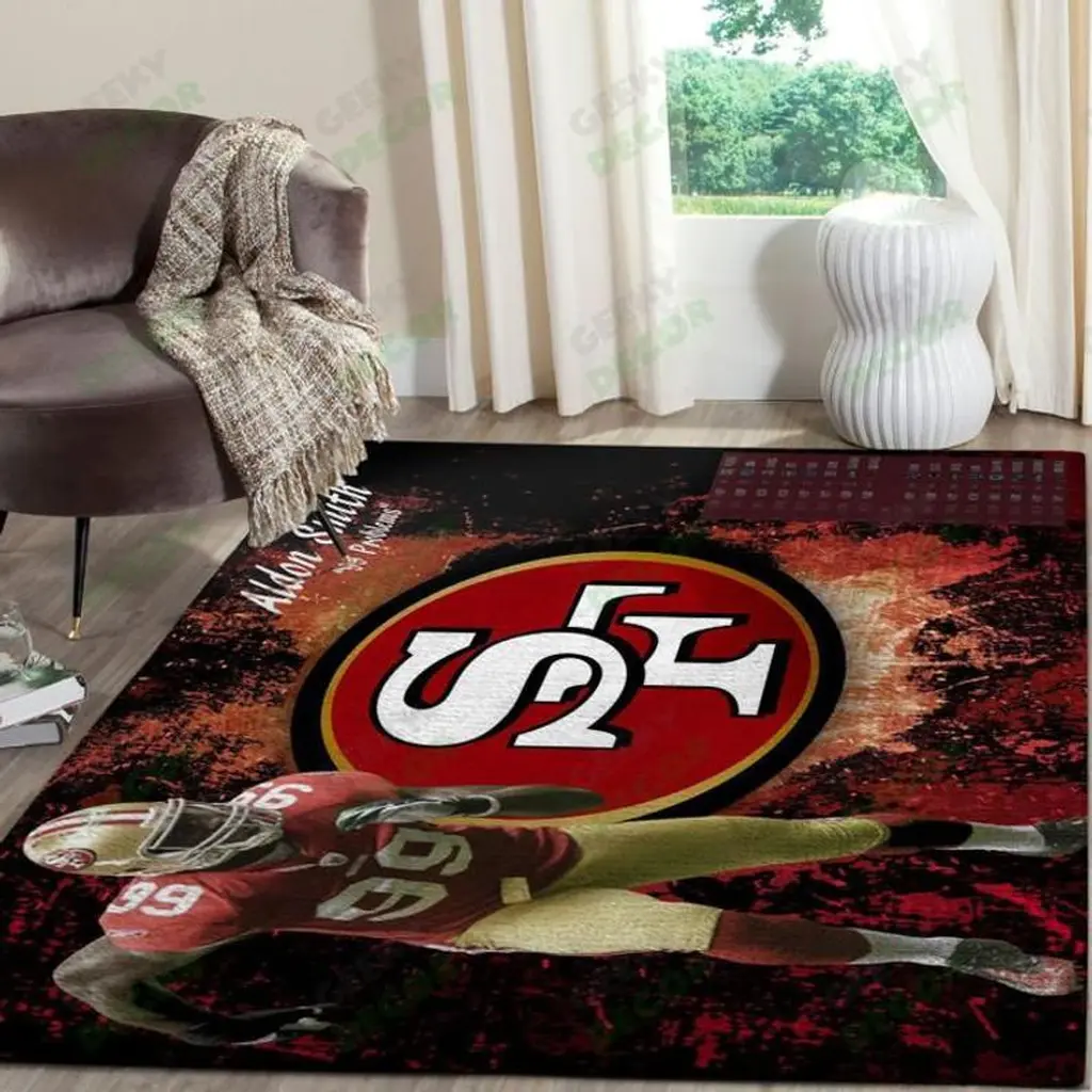 San Francisco 49ers Rug - Football Themed Area for Fans Black and Red