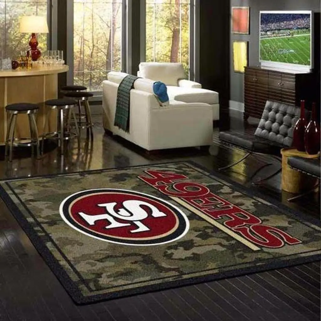 San Francisco 49ers Rug - Logo Fan for Home Decor Black and Red