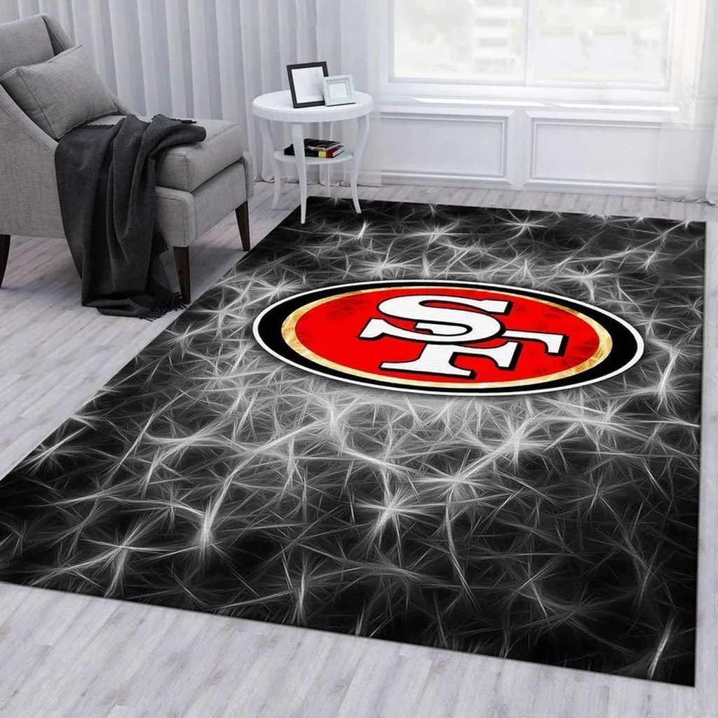 San Francisco 49ers Rug - Logo for Living Room Black and Red